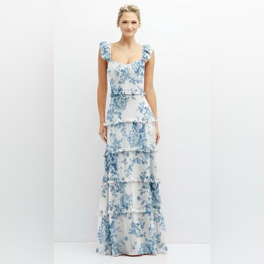 After Six Blue and White Floral Maxi Dress
